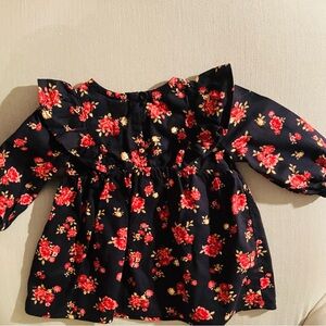 Baby Old Navy Dress w/ Ruffle SZ 0-3 Mo. Black, Pink, Burgundy Vivid Colors. B66